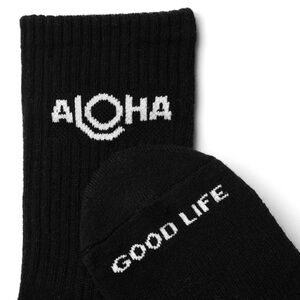 ALOHA Collection Black Socks with White Accents
